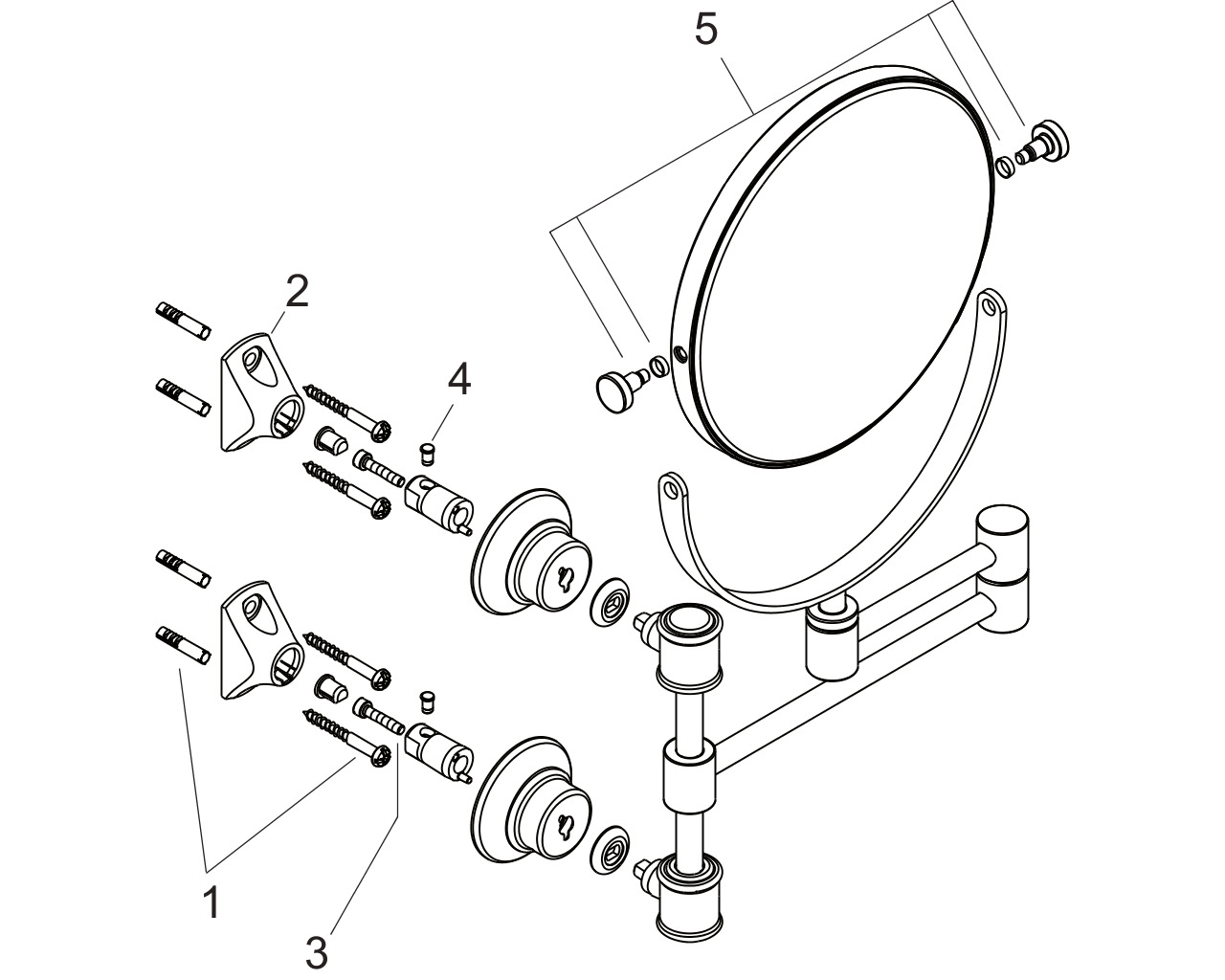 hg axor montreux scheer/make-up spiegel uittrekb. 42090000 chroom