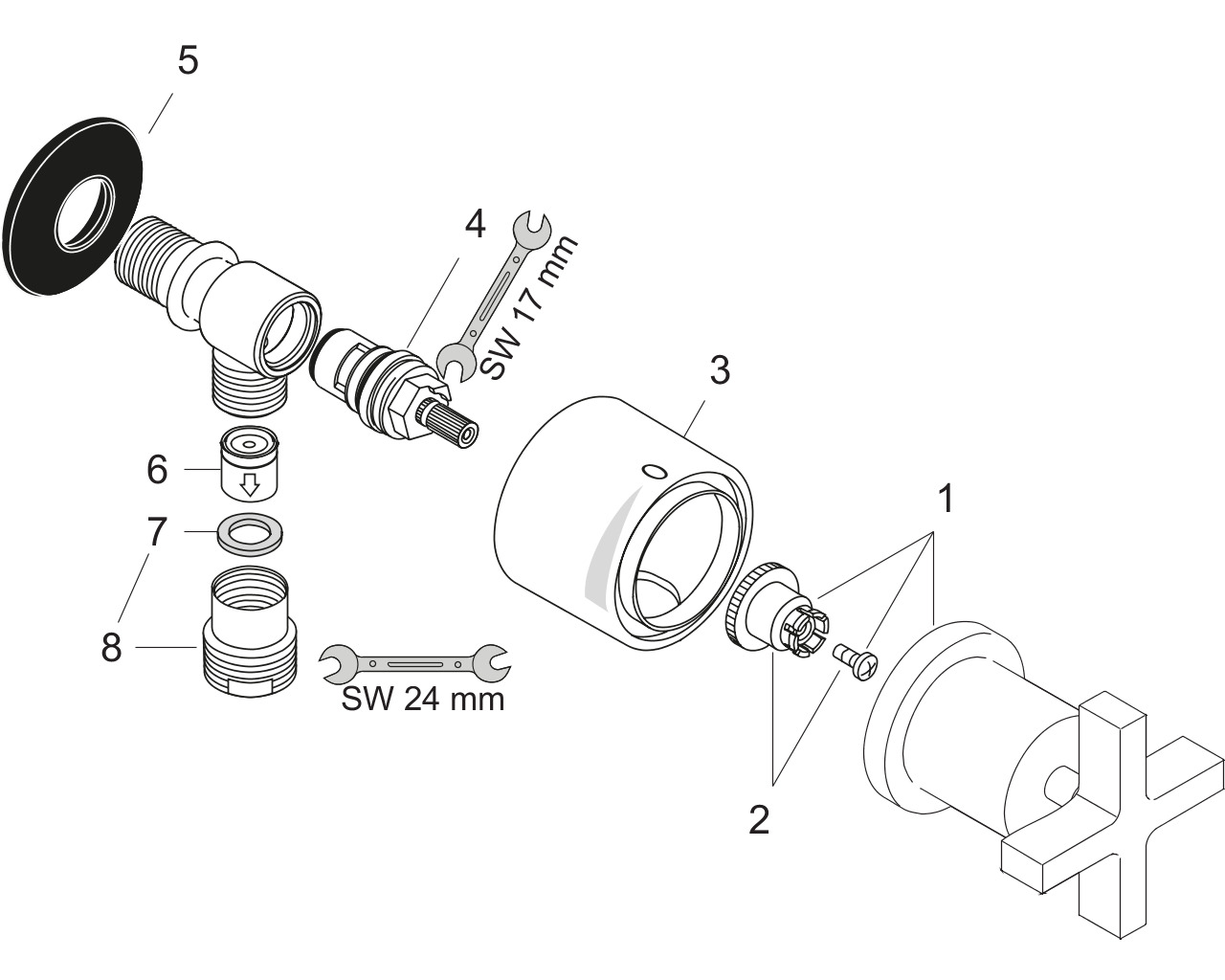 hg axor citterio fixfit stop m/kruisgreep 39883000 chroom afbeelding 1