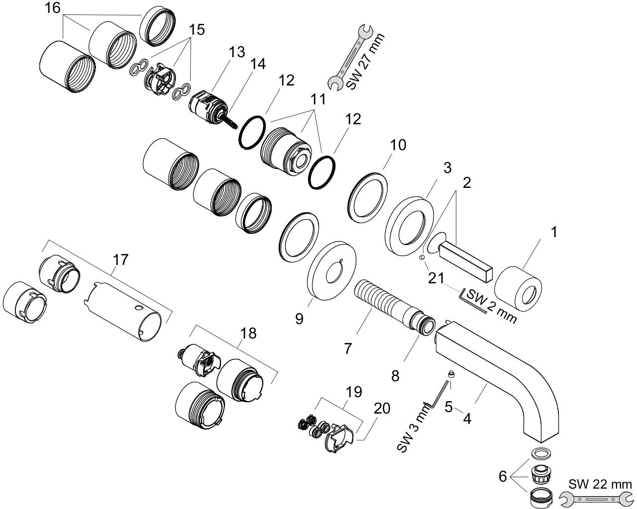 hansgrohe axor citterio inbouw wastafelmengkraan 39113000 chroom afbeelding 1