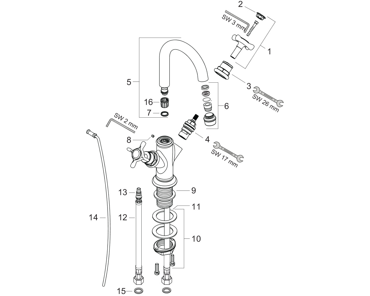hgaxor montreux 2-gr.fonteinmengkraan z/waste 16505000 chroom afbeelding 1