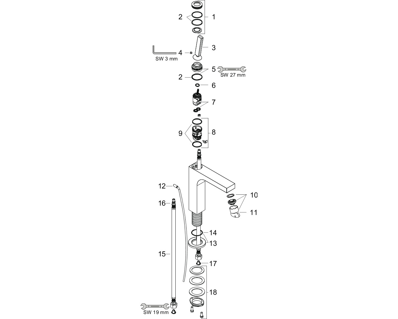 axor citterio wastafelmengkraan 180mm 39031000 afbeelding 2