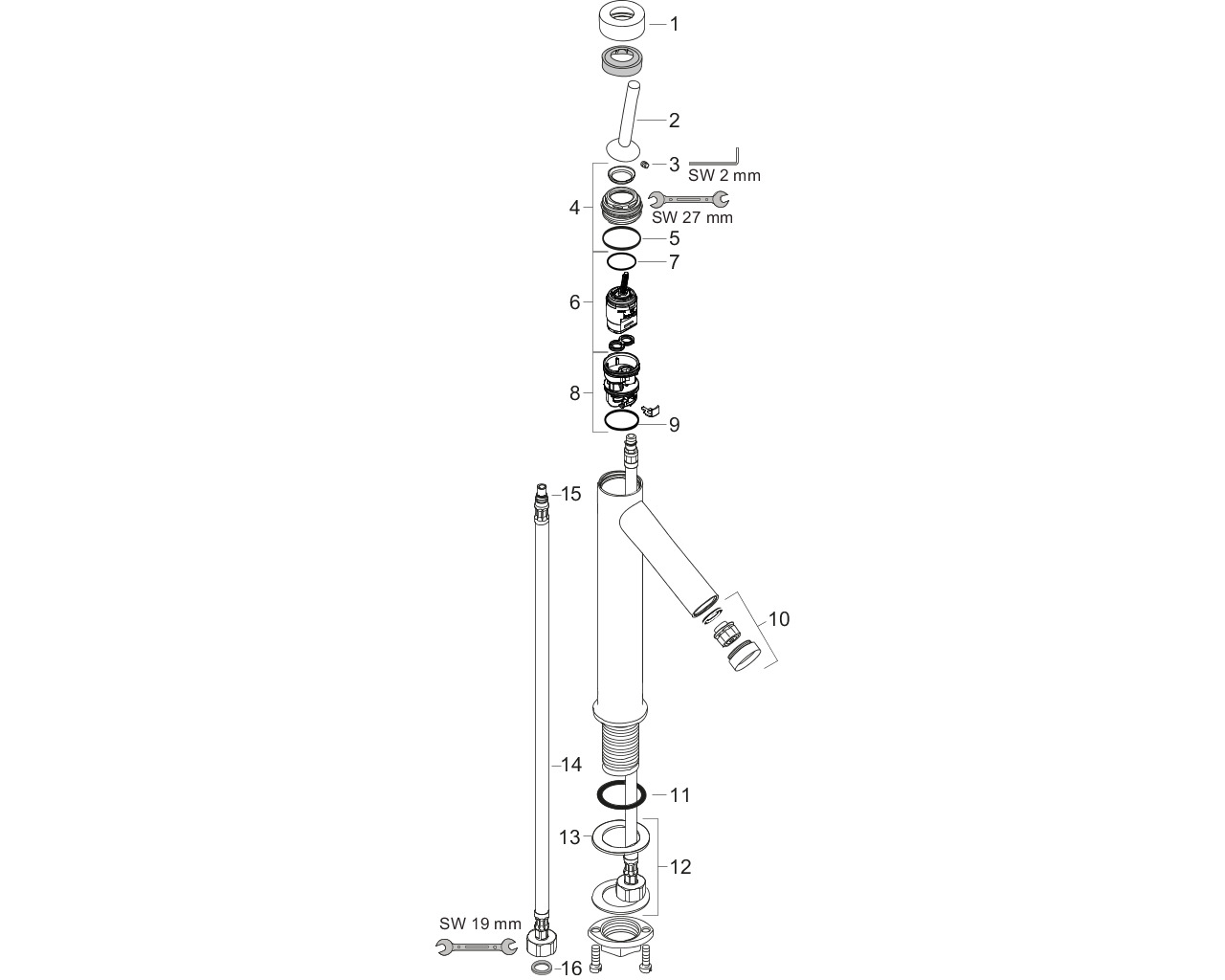 hansgrohe ax starck wastafelkraan 260 10123000 afbeelding 1