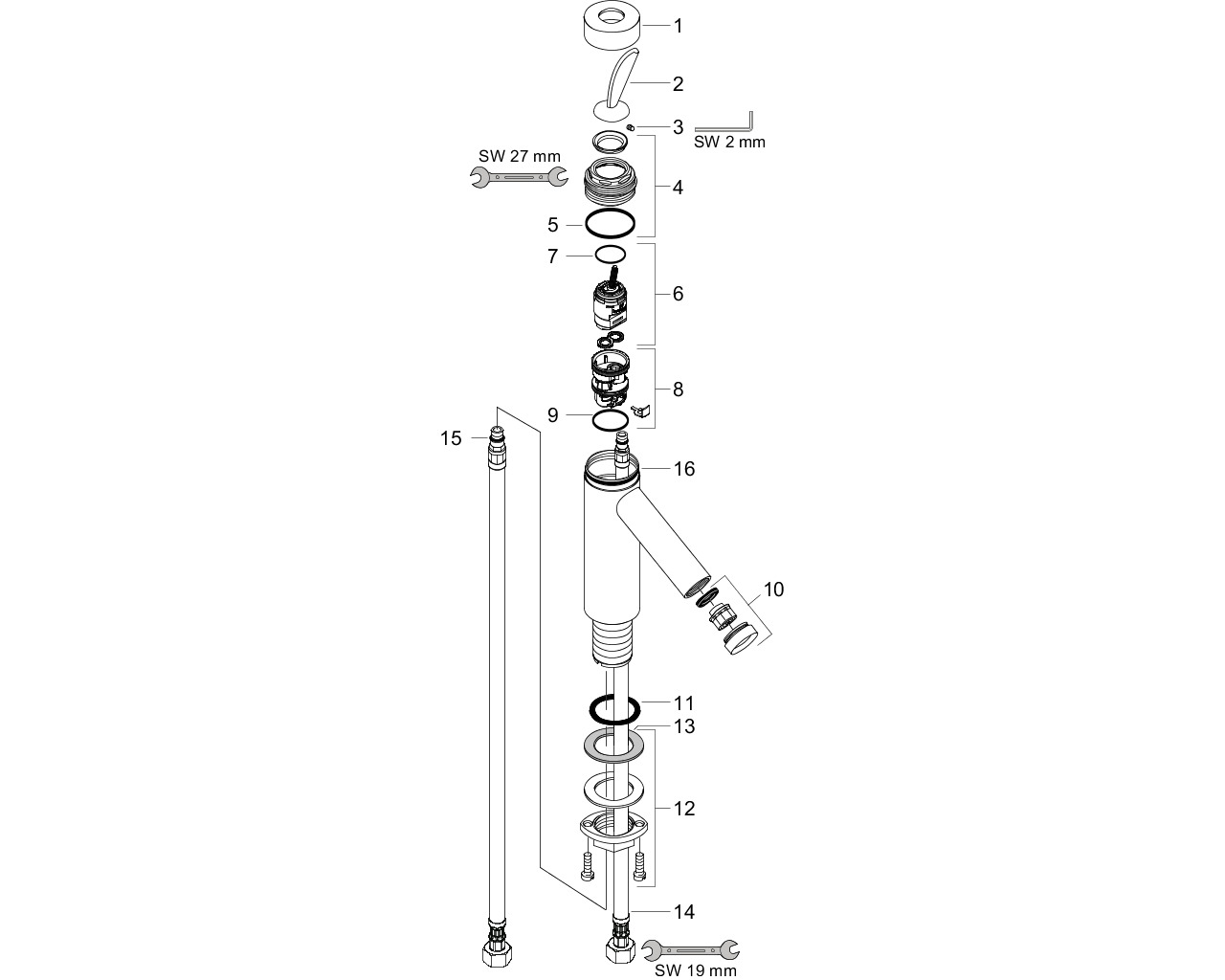 hansgrohe axor starck wastafelmengkraan z. waste 10018000 chroom afbeelding 1