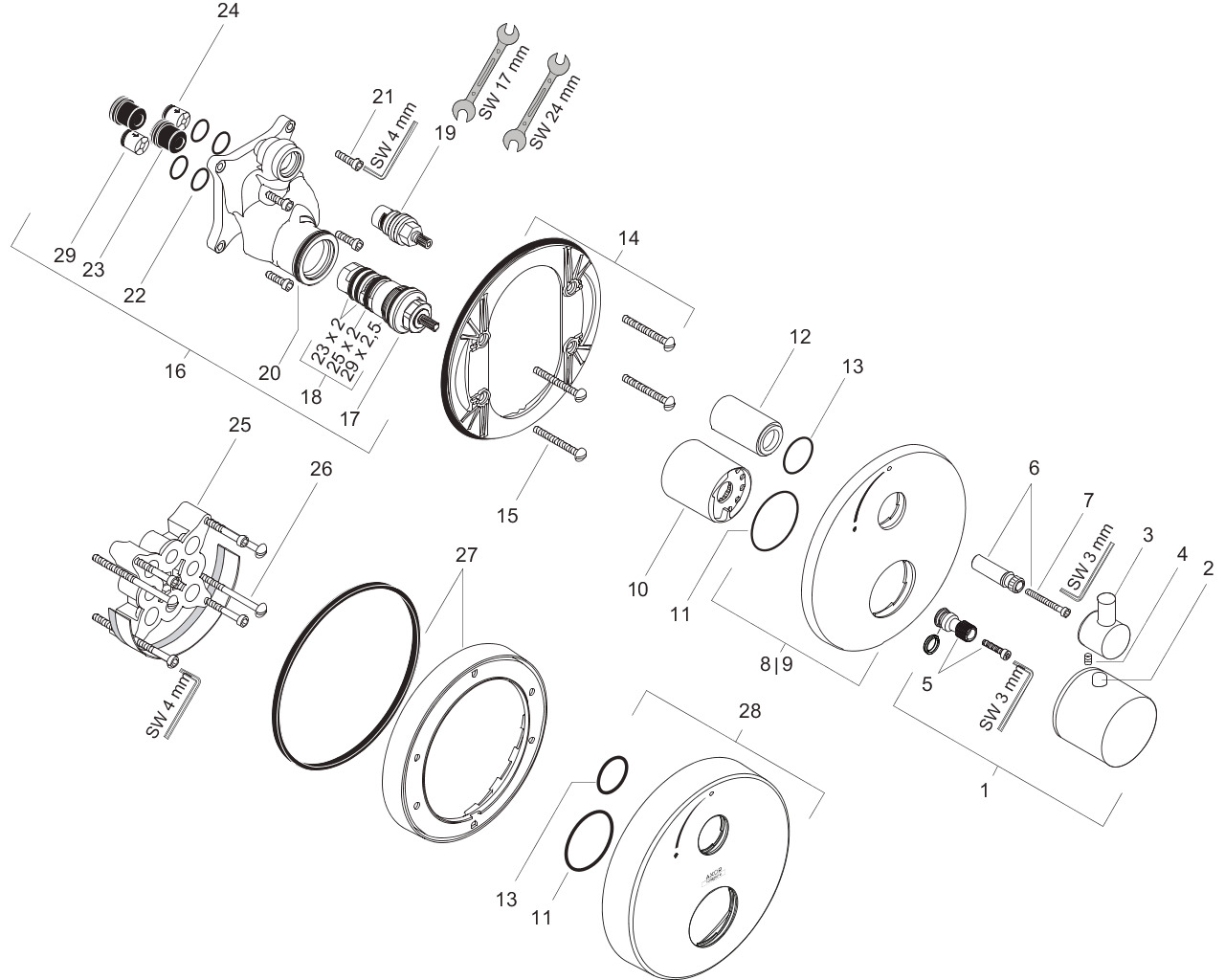 hansgrohe axor uno kleurset inbouwthermostaat 38700000 chroom met stopkraan afbeelding 1