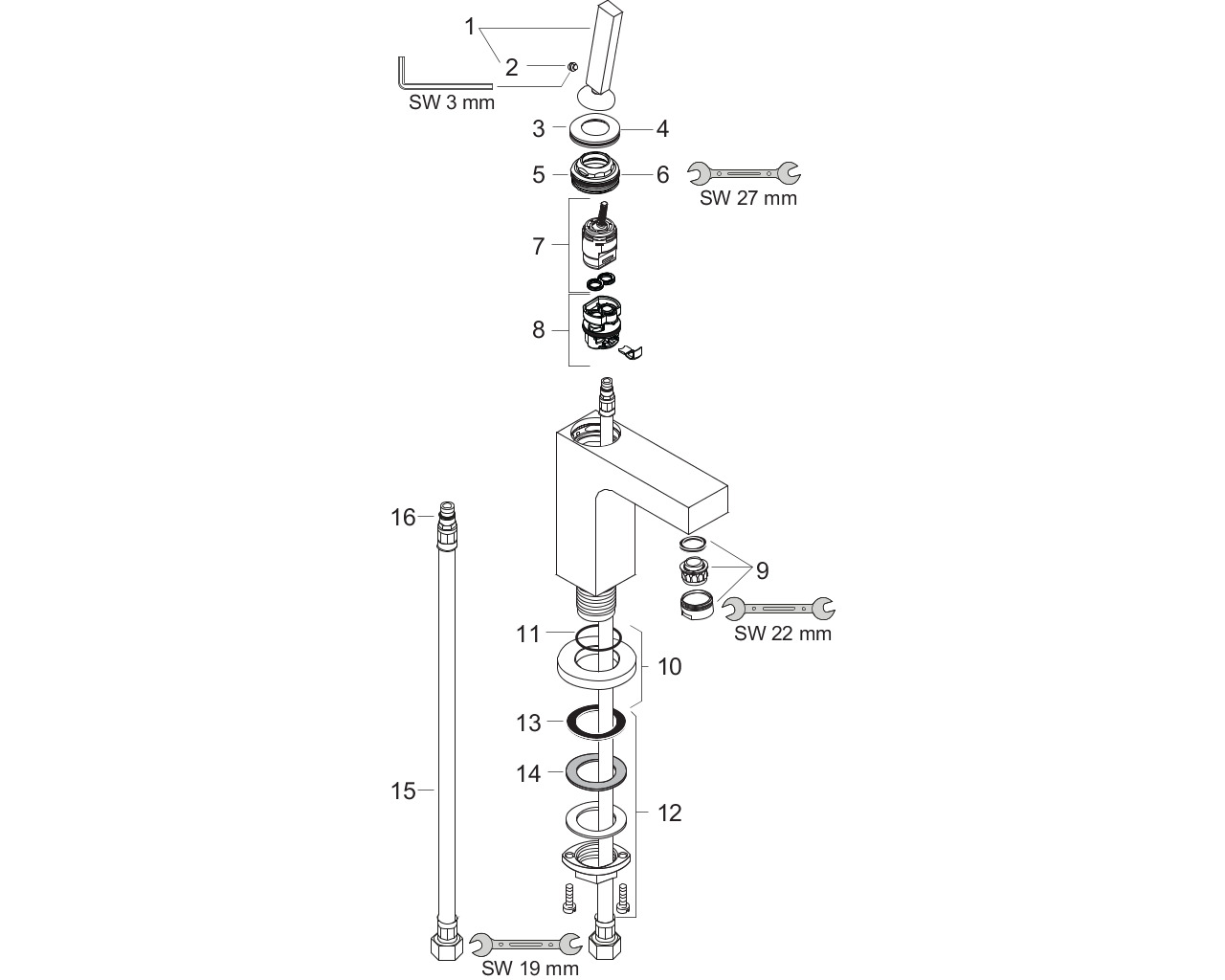 hansgrohe axor citterio wast.kraan z/wastegarn. 39018000 chroom afbeelding 1
