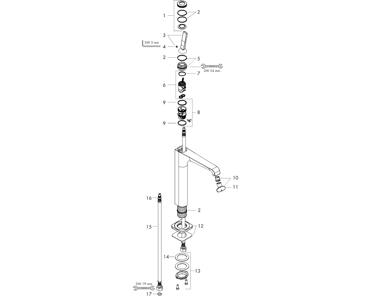 hansgrohe ax citterio e wtm 215 highriser zonder waste afbeelding 1