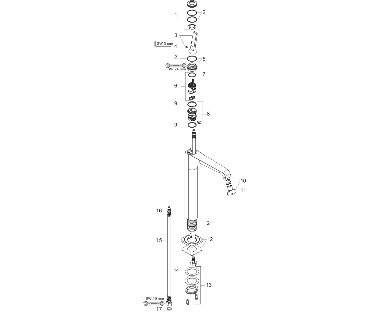 hansgrohe ax citterio e wtm 280 highriser zonder waste afbeelding 2
