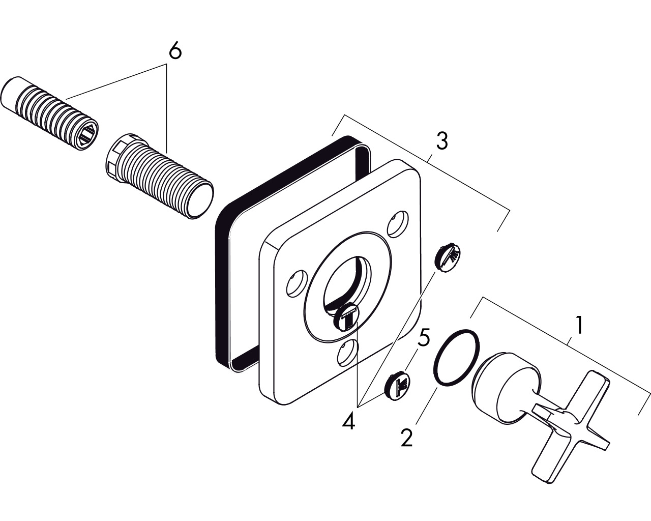hansgrohe ax citterio e afbouwdeel trio/quattro 12x12 chr. afbeelding 1