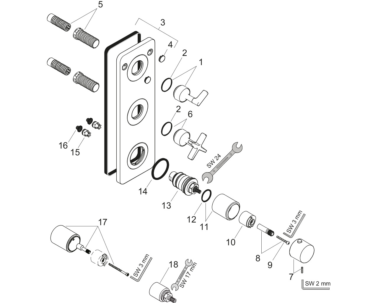hansgrohe ax citterio e afbouwdeel thermostaatmodule 38x12 chr. 2 functies afbeelding 1
