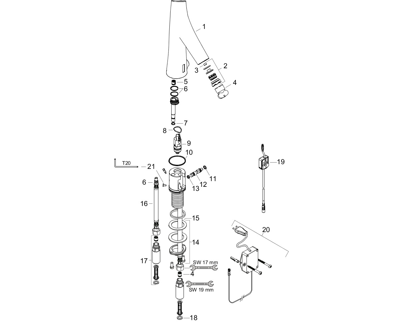 hansgrohe ax starck organic wastafelkraan elektronisch met netspanning zonder greep afbeelding 1