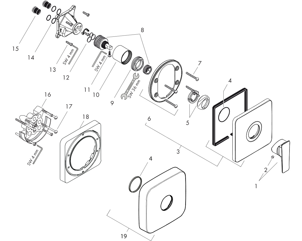 hansgrohe axor citterio e afbouwdeel úúngreeps inbouw douchemengkraan chroom afbeelding 1
