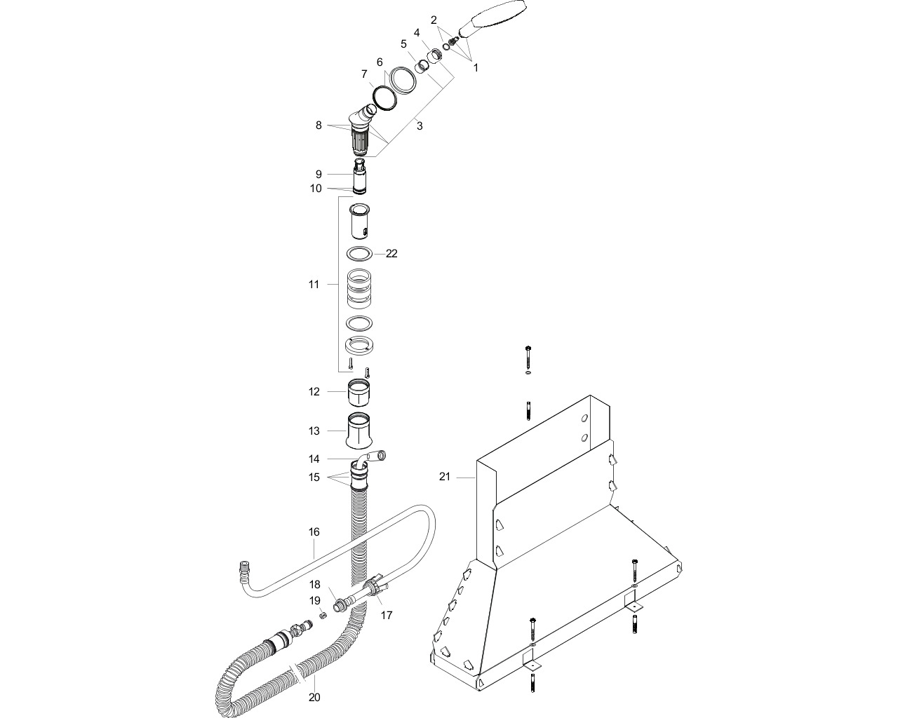 hansgrohe axor secuflex set+handdouche chroom afbeelding 1