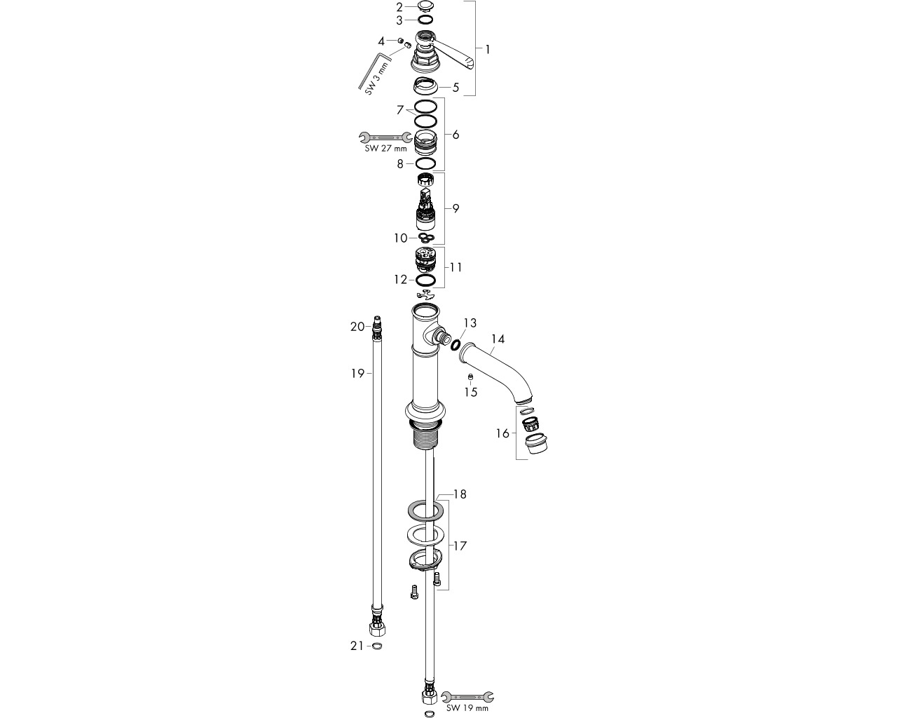hansgrohe axor montreux eúngreeps wastafelmengkraan 100 zonder wastegarnituur chroom afbeelding 1