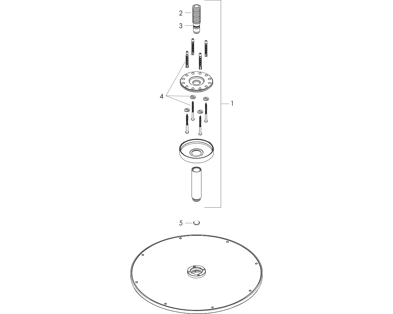 ax hoofddouche 350 1jet plafond chr afbeelding 1