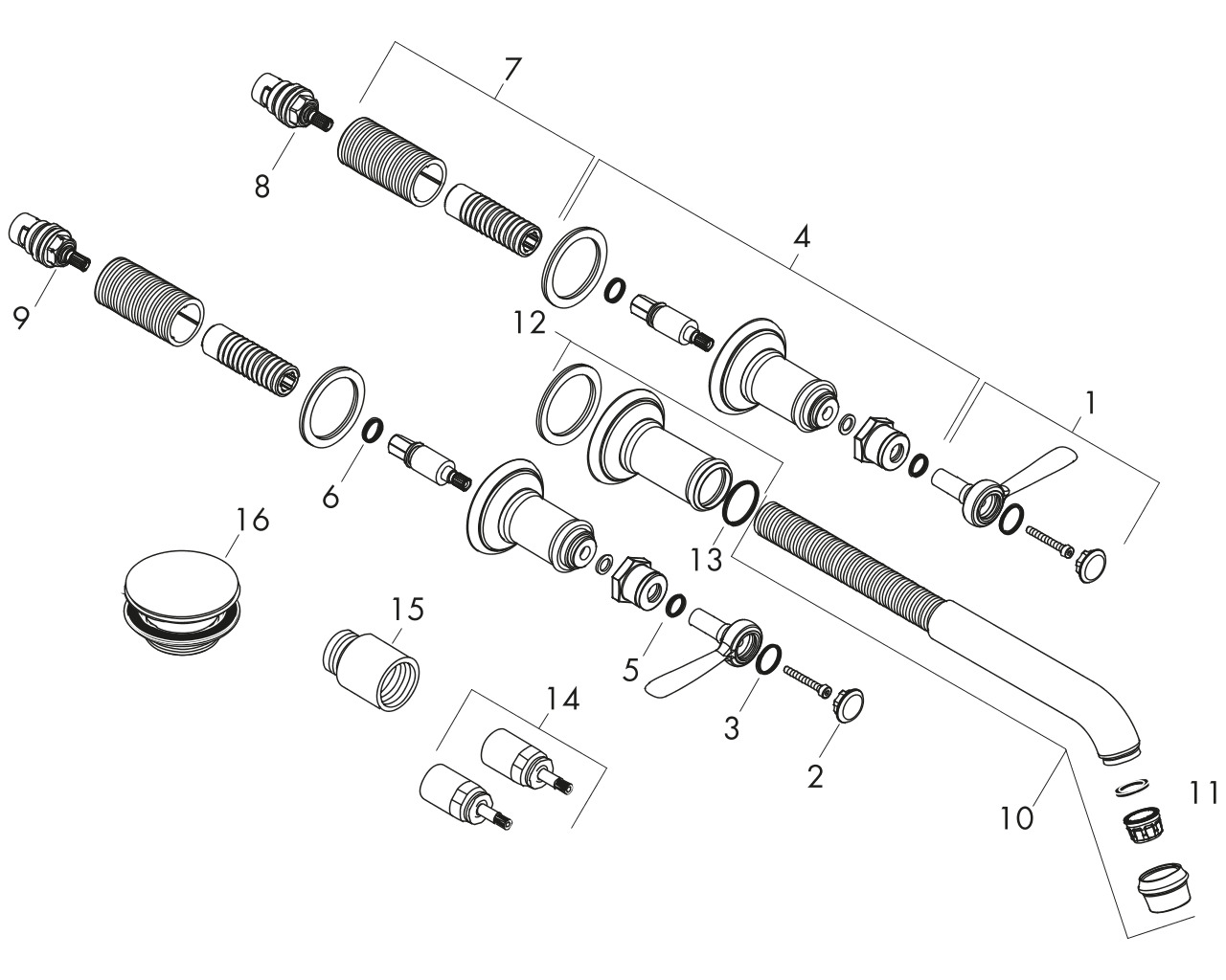hansgrohe axor montreux afbouwdeel 3-gats inbouw wastafelmengkraan chroom afbeelding 1