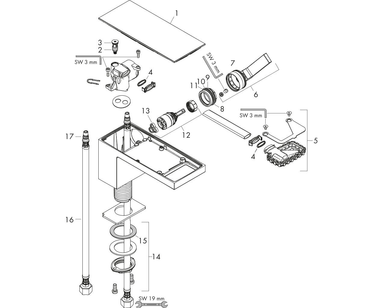 ax myedition eengreeps wastafelmengkraan 70 met push-open waste set afbeelding 1