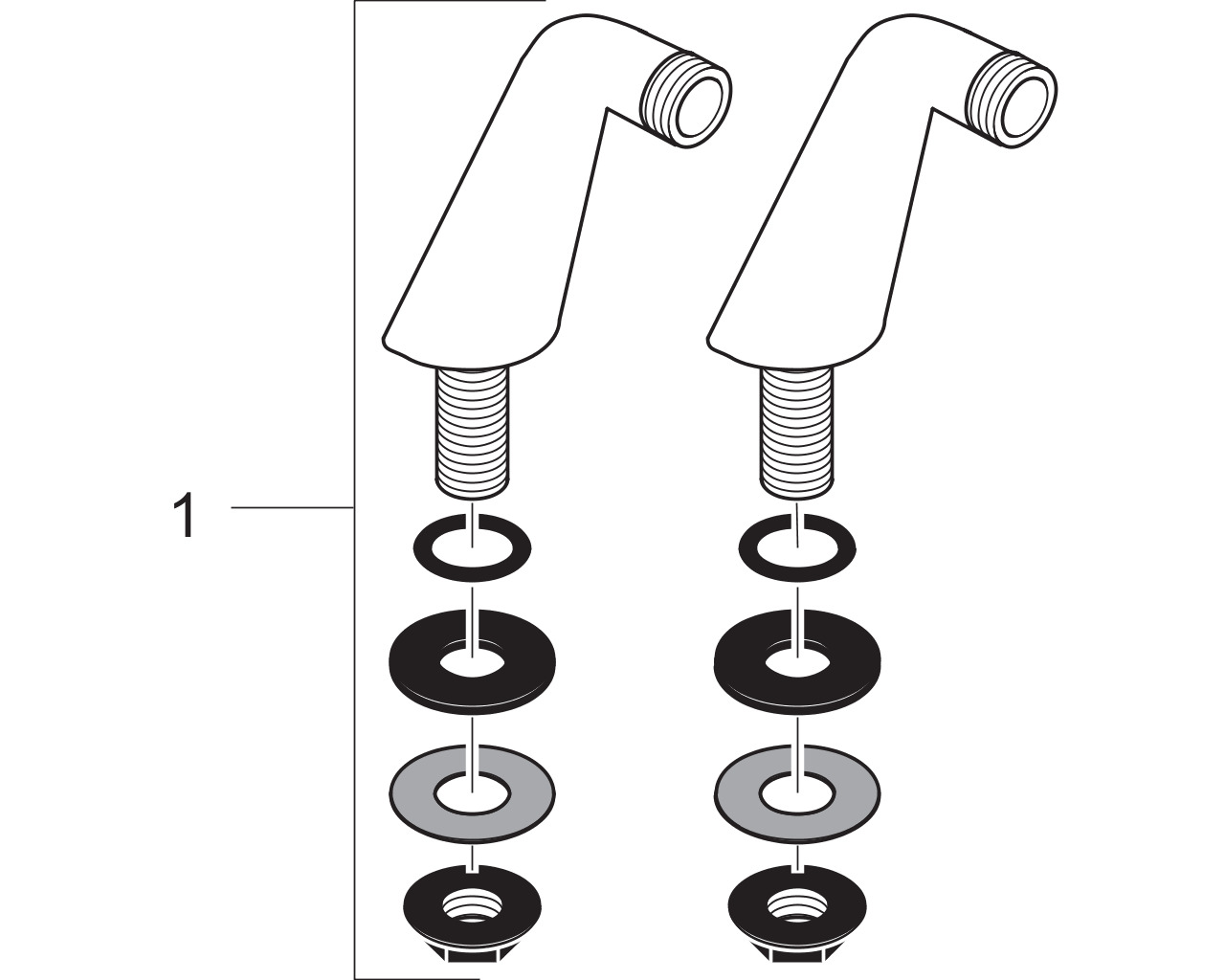 hgrohe staande koppelingen (set) voor badmengkraan 1492000 chroom afbeelding 1