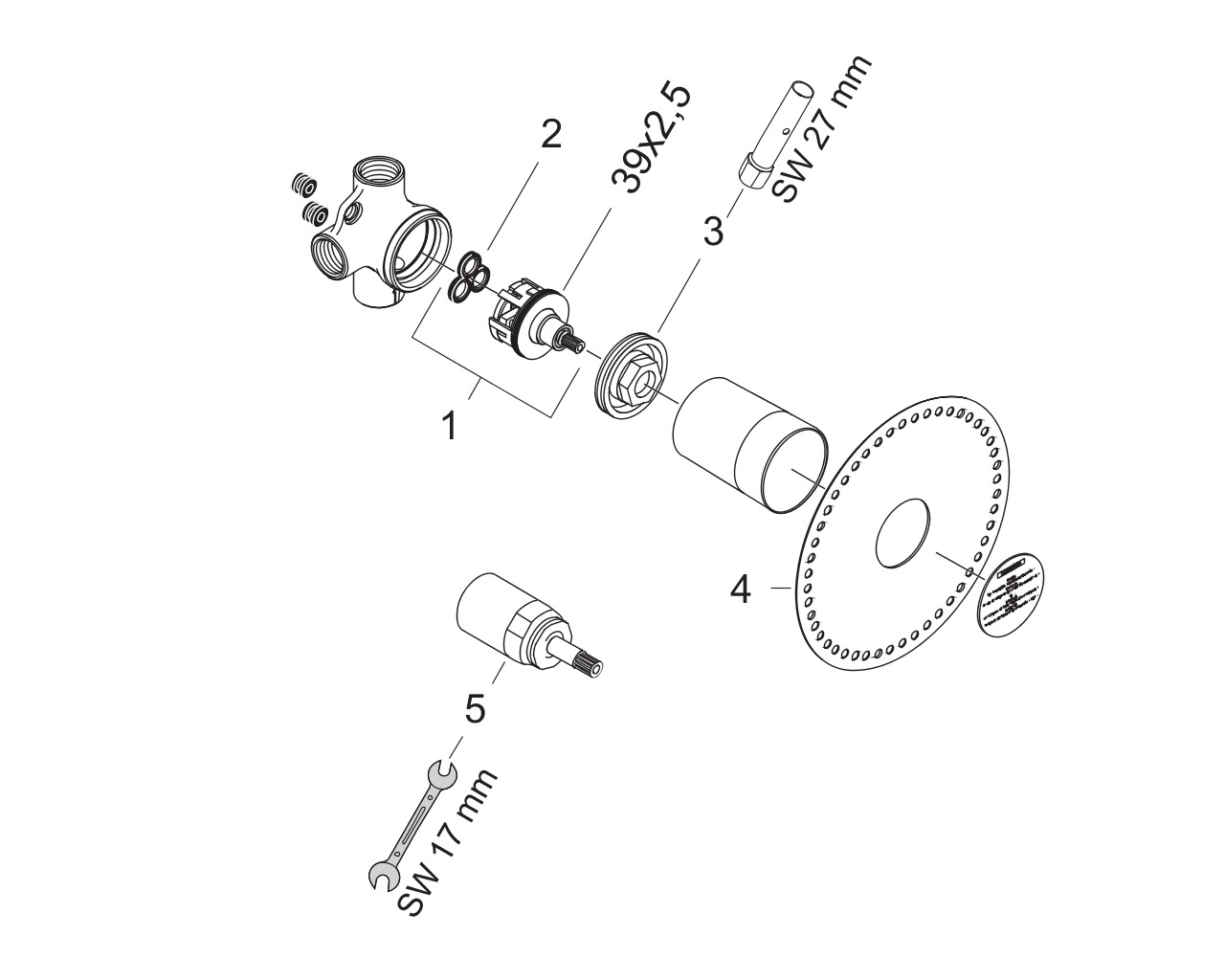 hansgrohe trio basisgarnituur 15981180 afbeelding 1