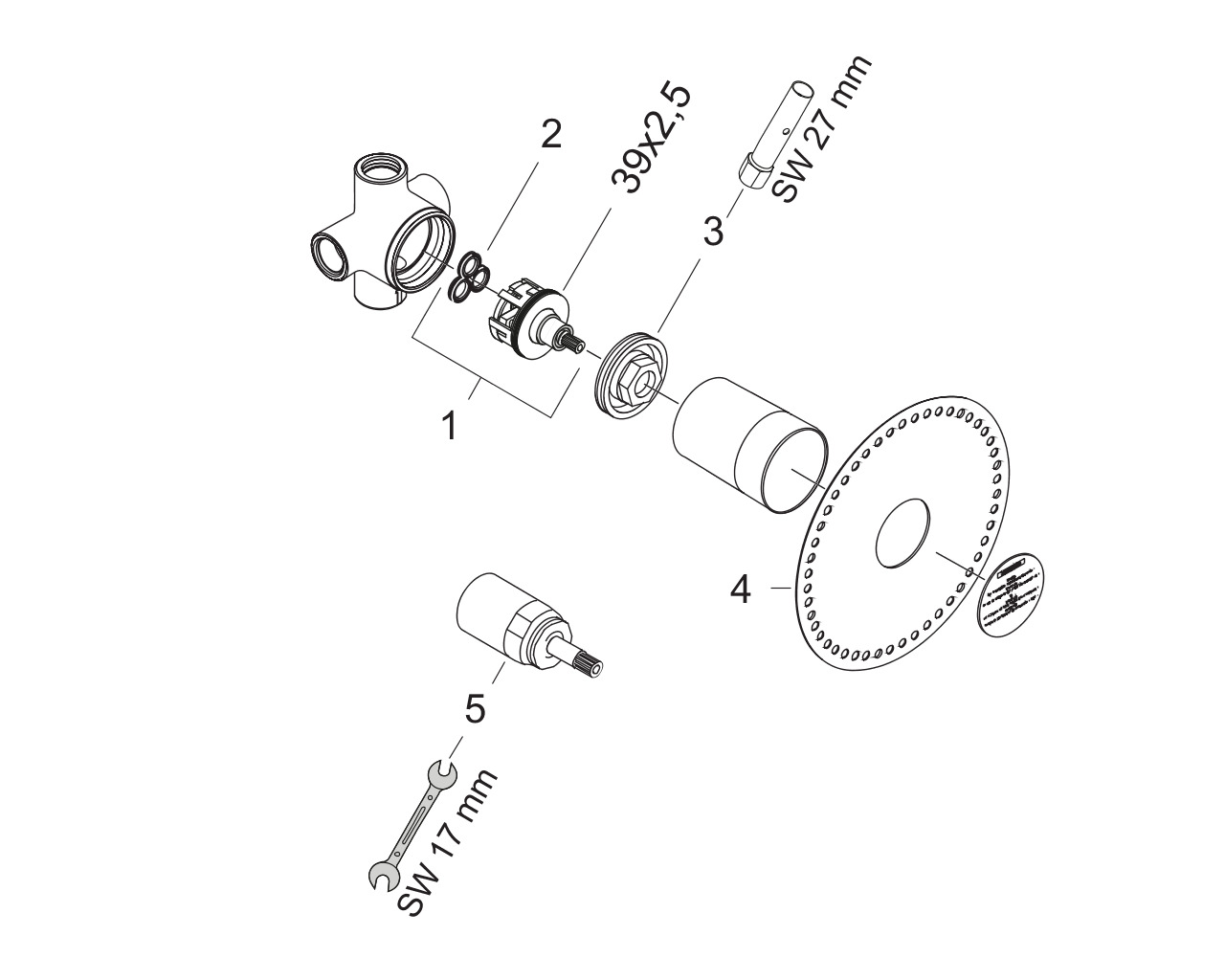 hansgrohe quattro 4-weg omstelkr.basisgarn 15930180 afbeelding 1