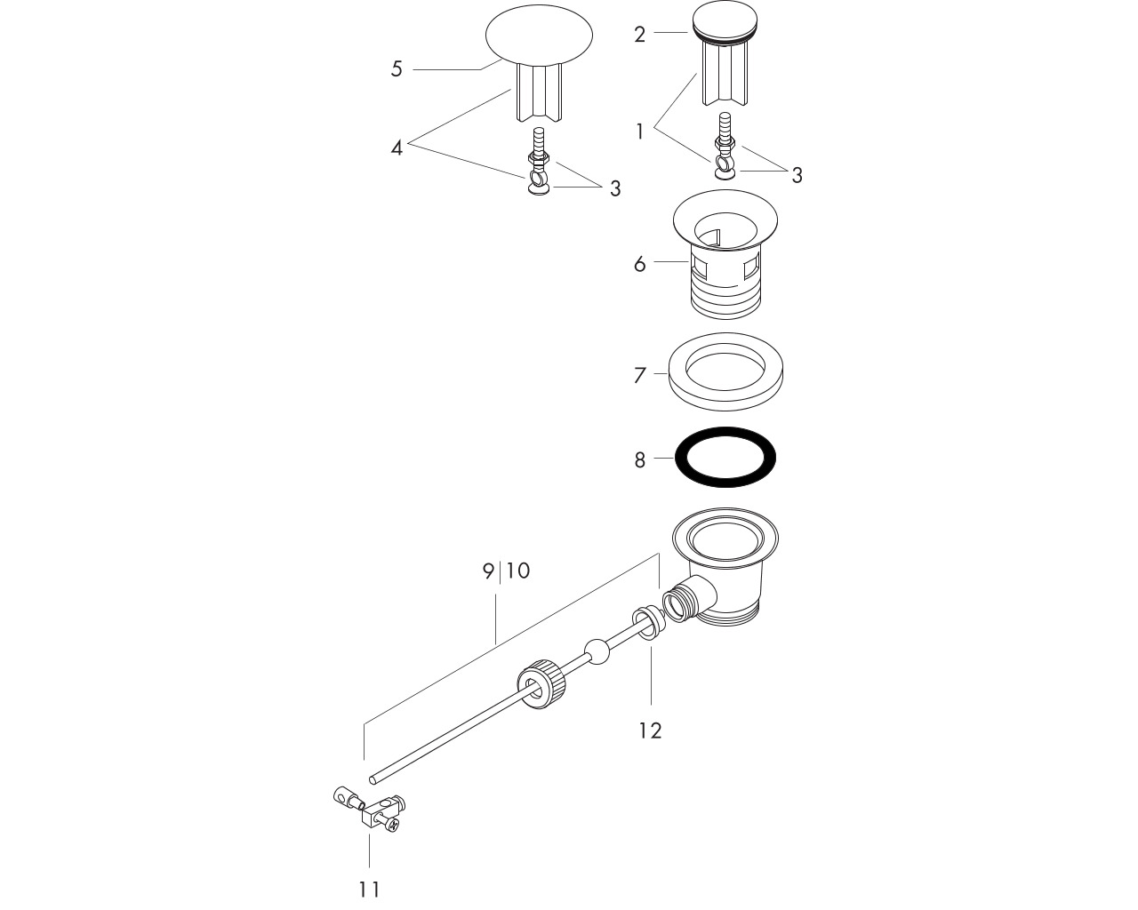 ax afvoergarnituur dn32 wtm/bidet chr afbeelding 1