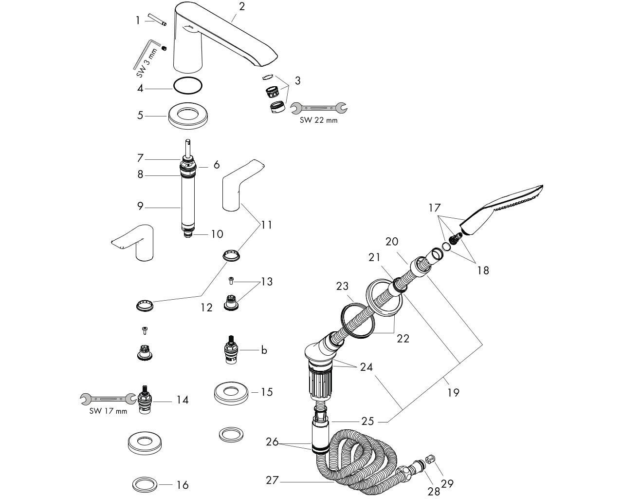 hansgrohe metris afbouw 4gats badrandmengkraan 31442000 chroom afbeelding 1