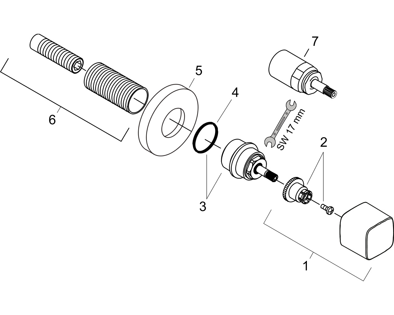 hansgrohe ecostat metris inbouw stopkraan afb.deel 31677000 afbeelding 1