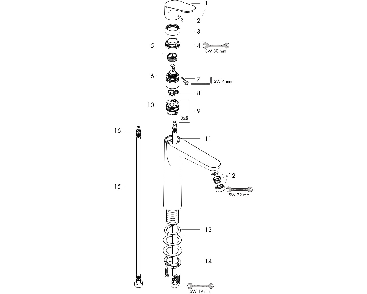 hansgrohe focus eengreeps highriser wastafelmengkr 31518000 chroom zonder wastegarnituur afbeelding 1