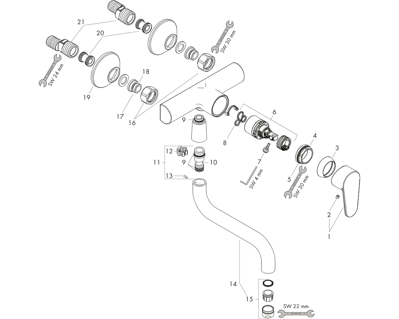 hansgrohe focus keukenkraan wanduitvoering 31825000 chroom afbeelding 2