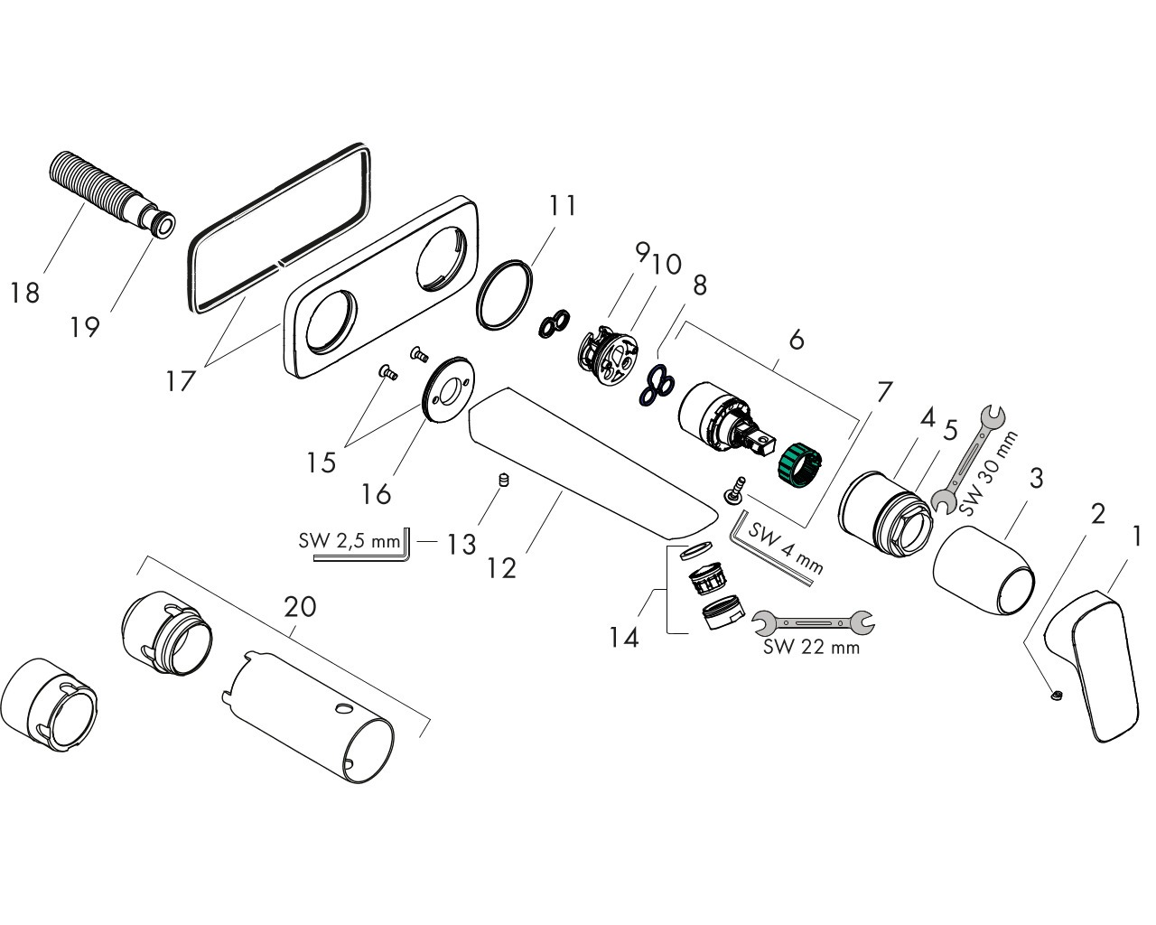 hansgrohe logis 2gats wtm wand voor 13622180 afbeelding 1