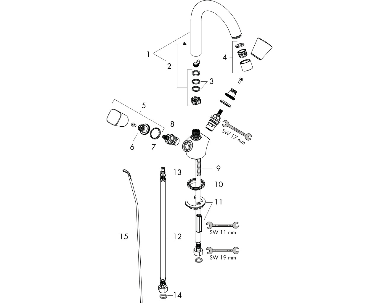 hansgrohe logis 180 tweegreeps wastafelmengkraan 71222000 chroom m.waste hoge uitloop afbeelding 2