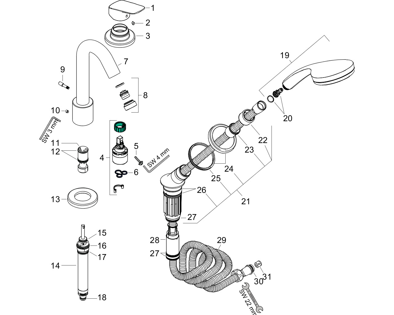 hansgrohe logis 3gats 1gr inb.bmk voor 13437180 afbeelding 1