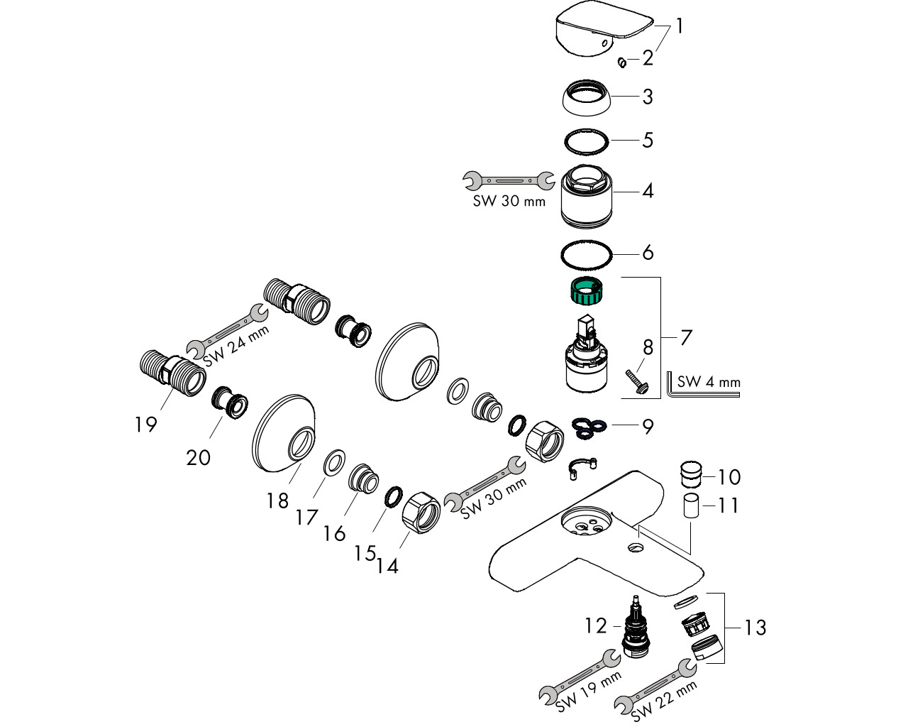 hansgrohe logis 1gr opbouw badmengkraan chroom afbeelding 1