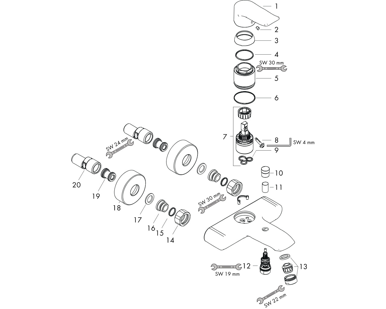 hansgrohe metris opbouw badmengkraan 31480000 chroom afbeelding 1