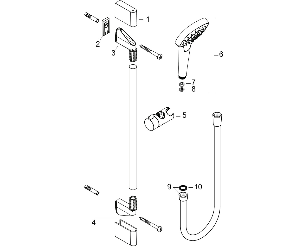 hansgrohe croma select e multi ecosmart glijstangset 65 cm wit/chroom afbeelding 1