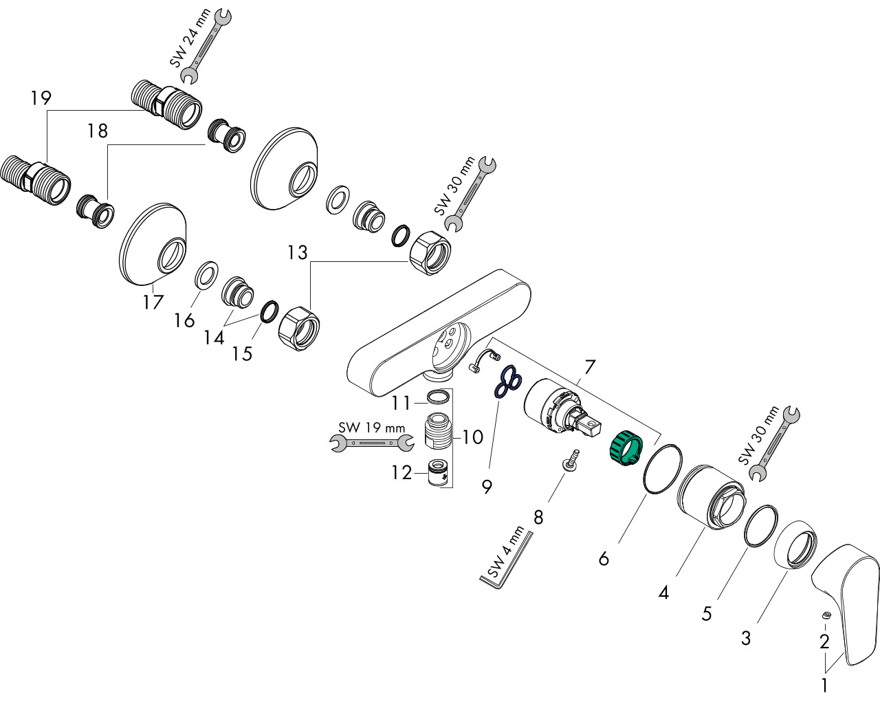 hansgrohe talis e eengreeps douchemengkraan opbouwmontage afbeelding 1