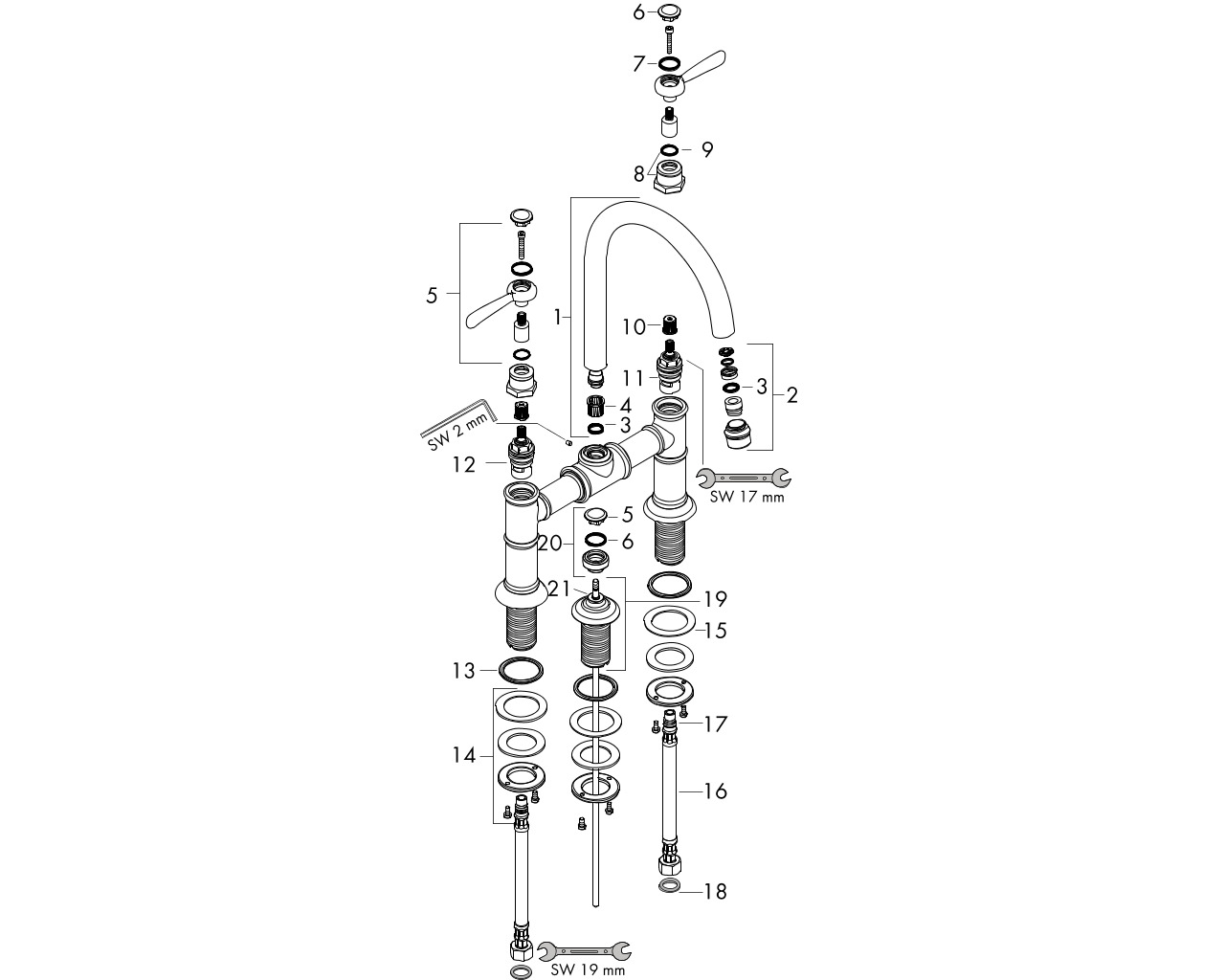 hansgrohe axor montreux 2-gats/-greeps wtm 220 chr afbeelding 1