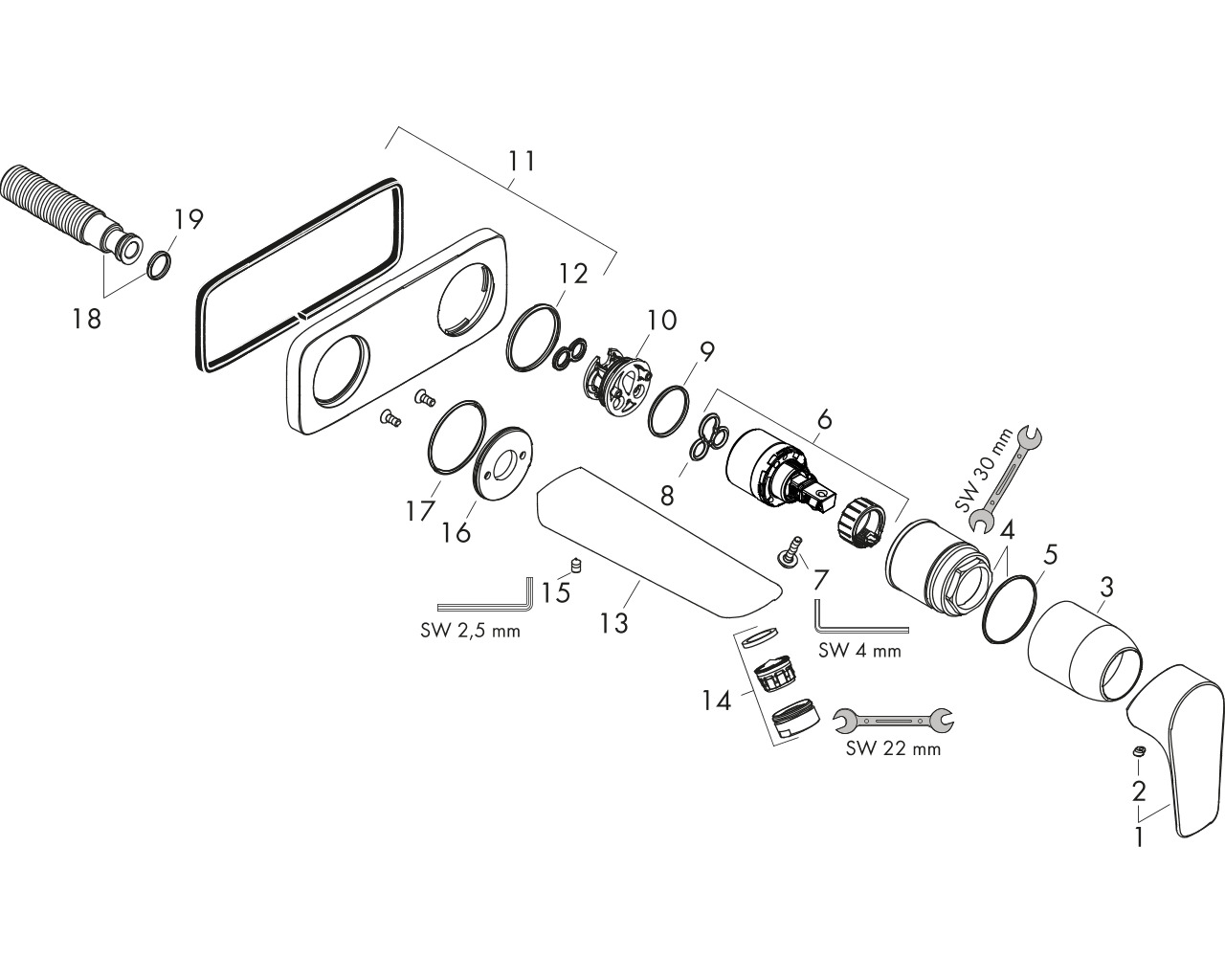 hansgrohe talis e 2gats wtm wand 225mm chr afbeelding 2