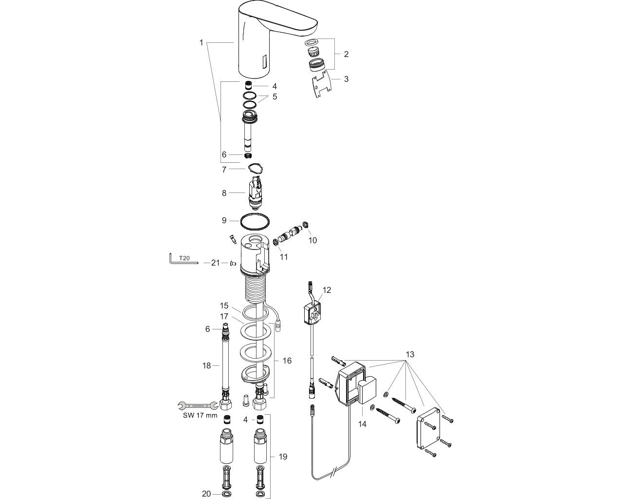 hansgrohe focus elektronische wastafelmengkraan 31172000 zonder temperatuurgreep met batterij afbeelding 1
