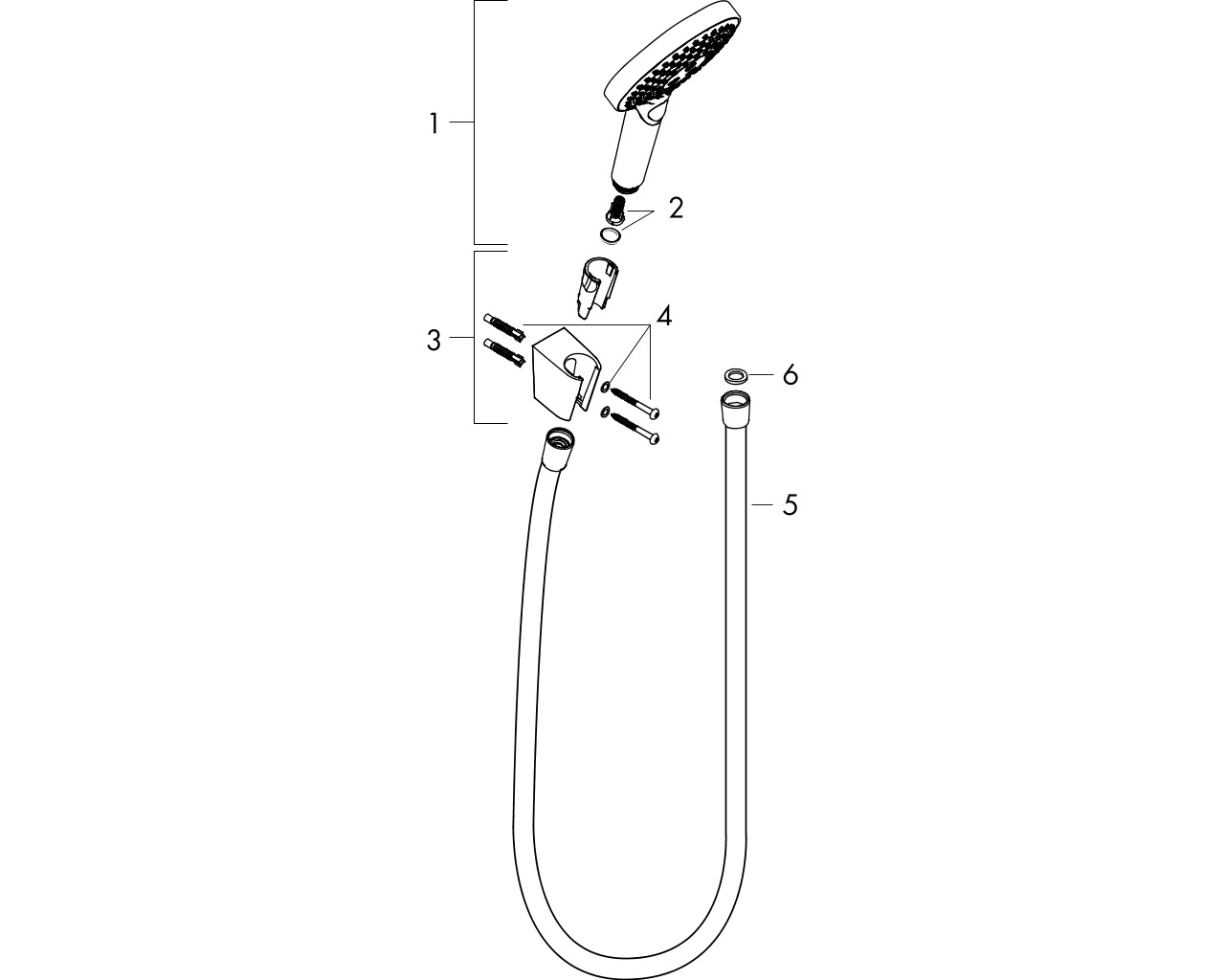 hansgrohe raindance select s 120 porters badset doucheslang 160 cm wit/chroom afbeelding 2
