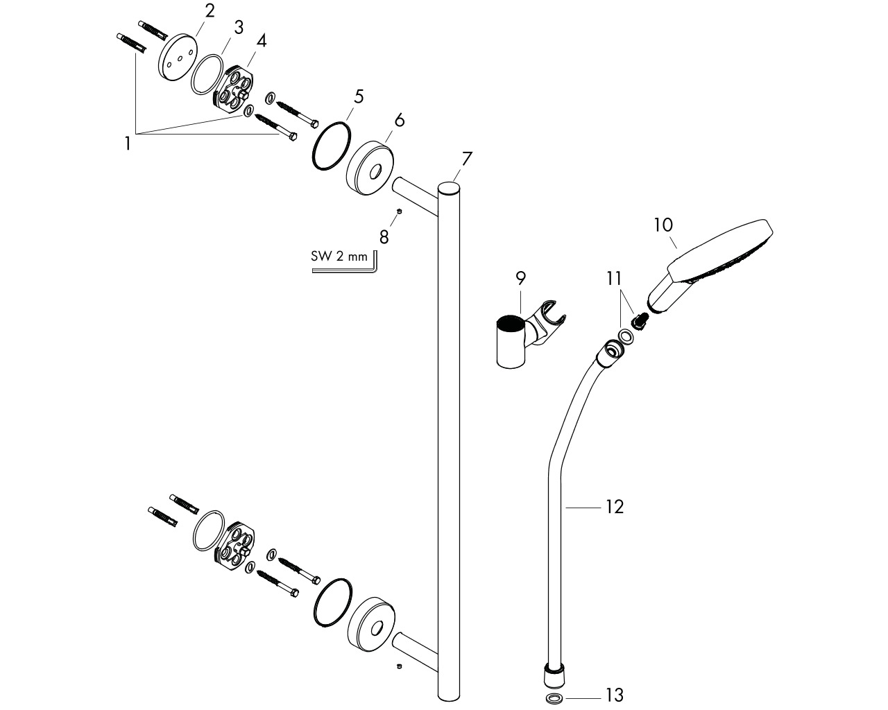 hansgrohe raindance select s 120 doucheset 90cm afbeelding 1