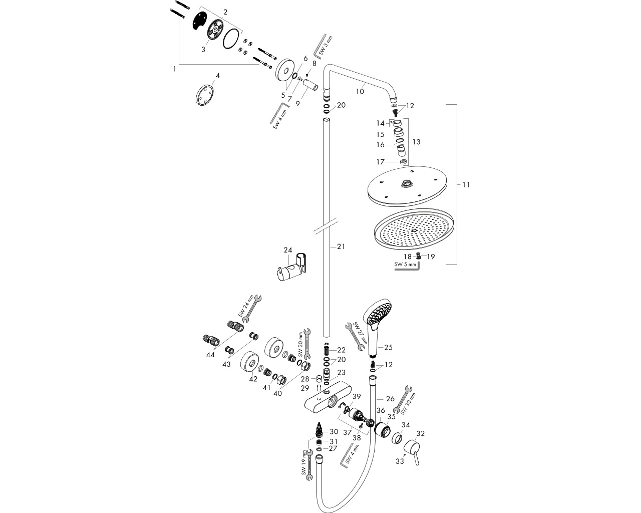 hansgrohe croma select s 280 shp 1gr mengkraan afbeelding 1