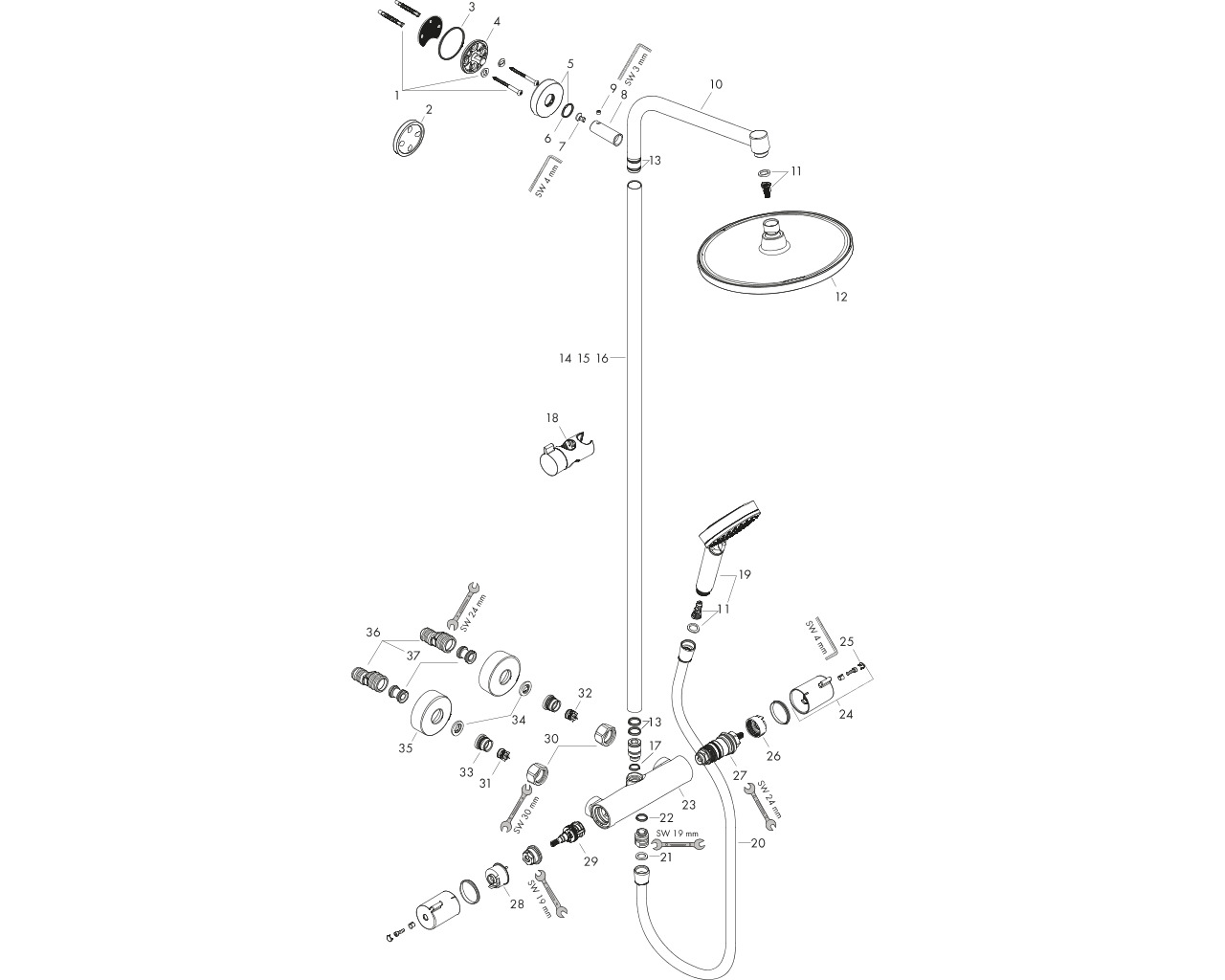 hansgrohe crometta s 240 1jet showerpipe afbeelding 1