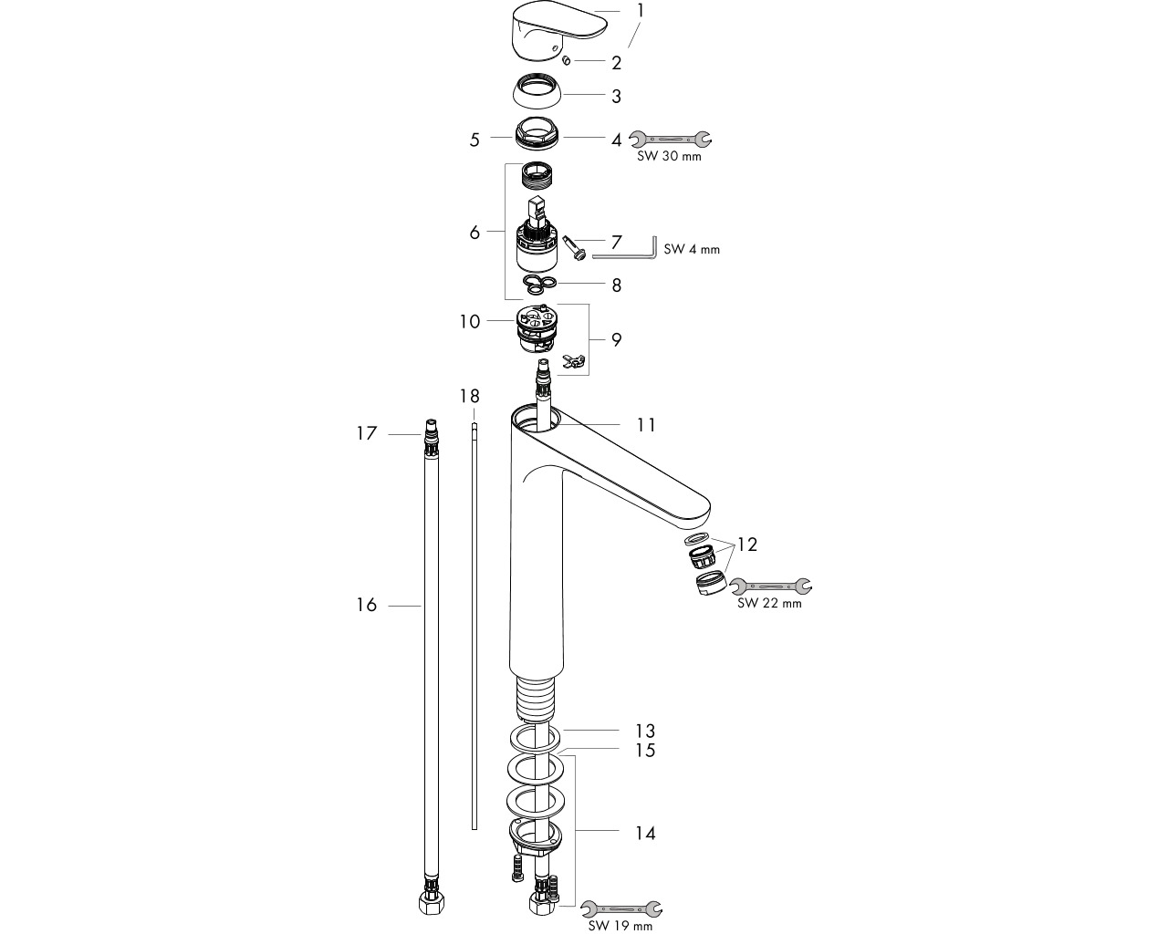 hansgrohe focus 230 úúngreeps wastafelmengkraan met wastegarnituur chroom afbeelding 1