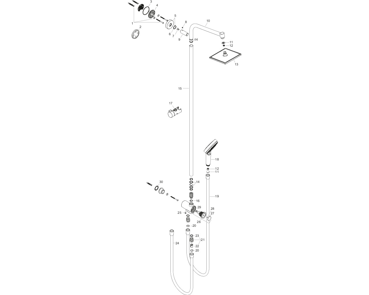 hansgrohe crometta e 240 1jet showerpipe reno ecosmart 9 l/min afbeelding 1