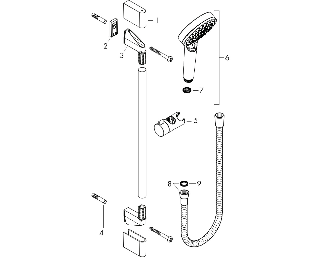 hansgrohe crometta 1jet ecosmart 9 l/min shower set 65 cm afbeelding 1