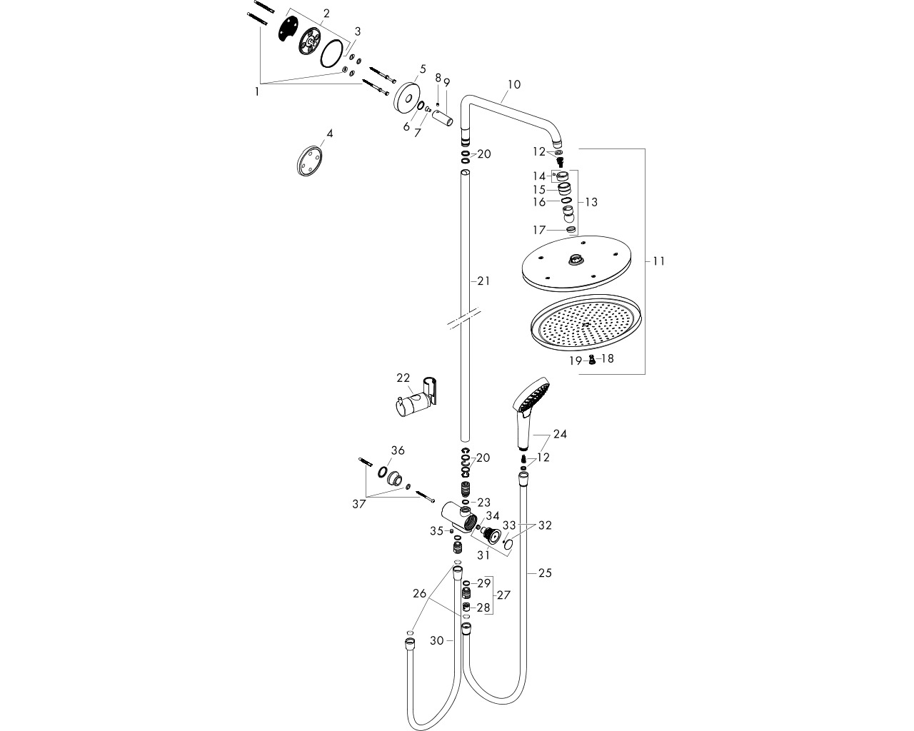 hansgrohe croma select s 280 shp reno chroom afbeelding 1