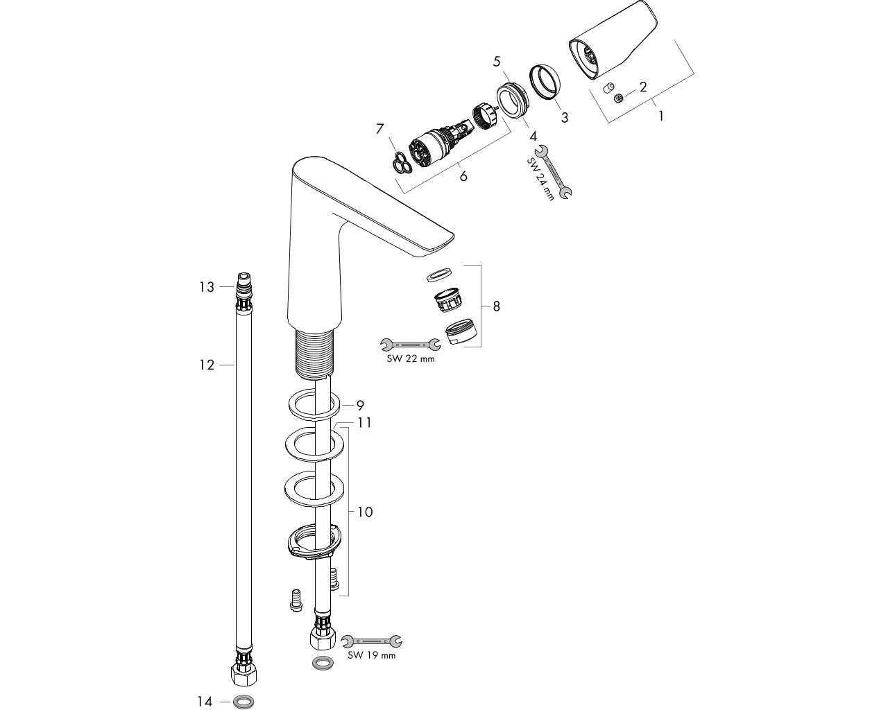 hansgrohe talis e eengreeps wastafelmengkraan 150 zonder wastegarnituur afbeelding 1