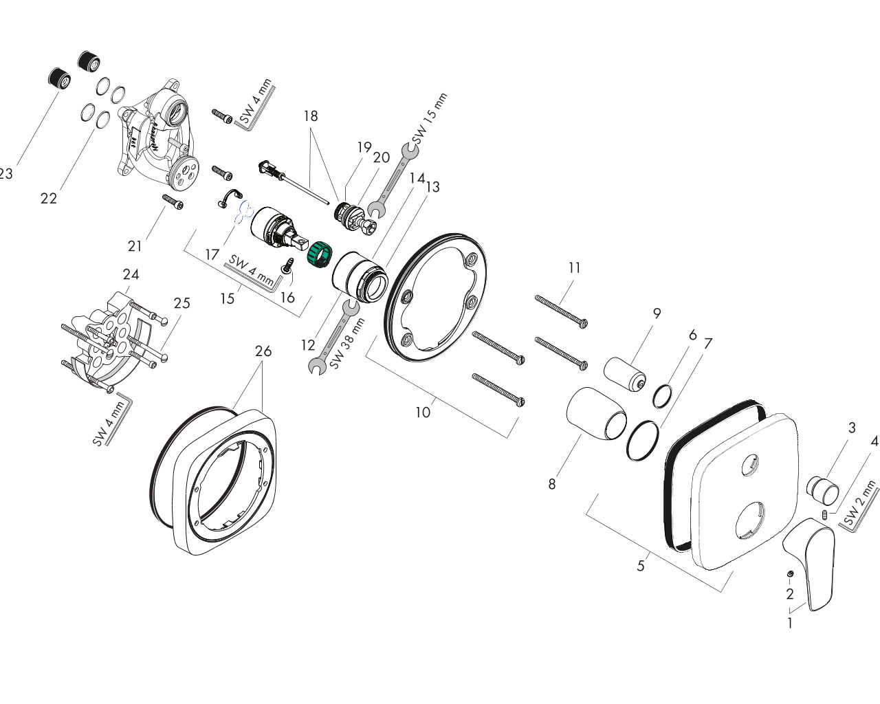 hansgrohe talis e afbouwdeel 1gr inbouw bmk afbeelding 1