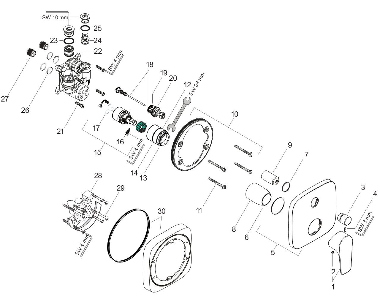 hansgrohe talis e inb. bmk met zekerheidscombi afbeelding 1