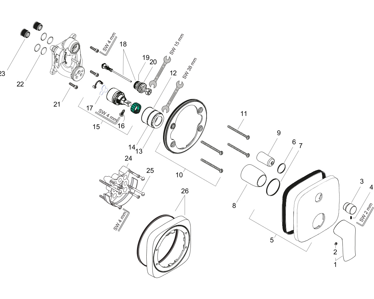 hansgrohe metris inb. bmk rechthoekig chroom afbeelding 1